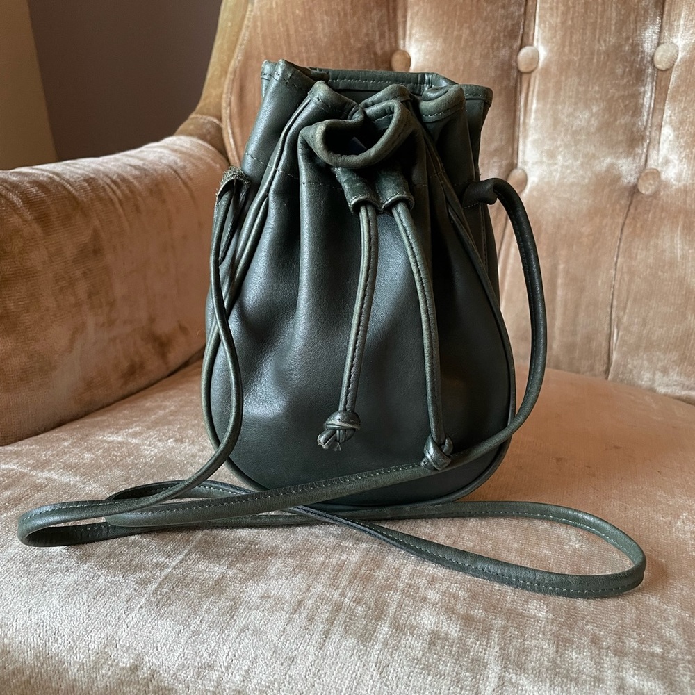 Vintage Coach Bottle Green Drawstring Bag
